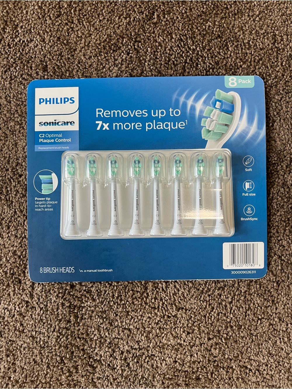 Philips Sonicare C2 Optimal Plaque Control Soft Replacement Brush Heads 8 Pack